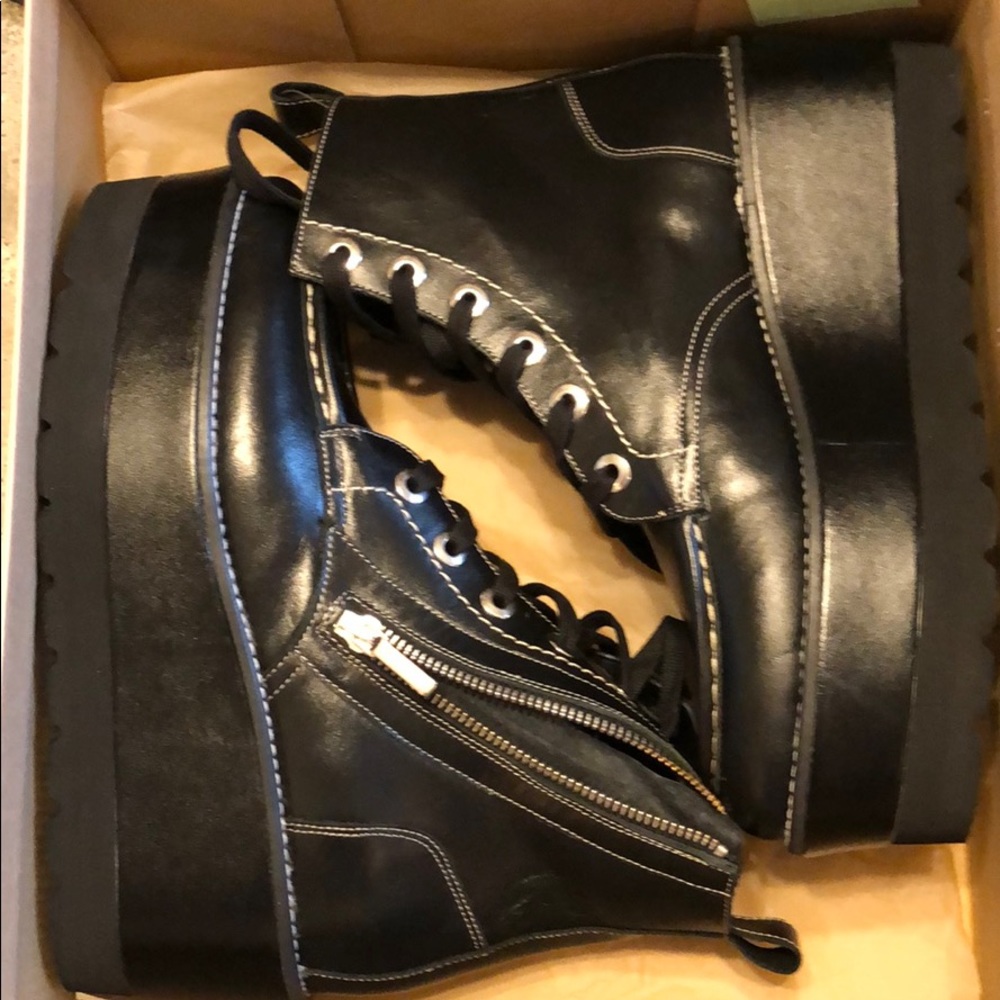 Free People Maverick Wedge Boots Size 8 (38) Black